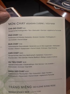 menu  at Vi Pho in Frankfurt