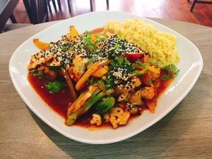 Hirse Gemüse Teller
Millet vegetable plate at Tutgut Kueche in Mannheim