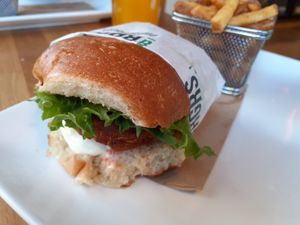 Vegan burger meal at Friends & Brgrs in Helsinki