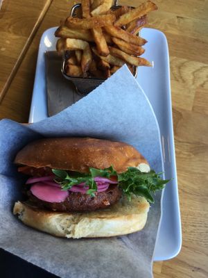 Vegan burger menu at Friends & Brgrs in Helsinki