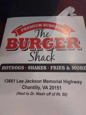 Menu at The Burger Shack in Chantilly