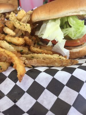 Chik Burger and fries  at PJ's Grill in Carson