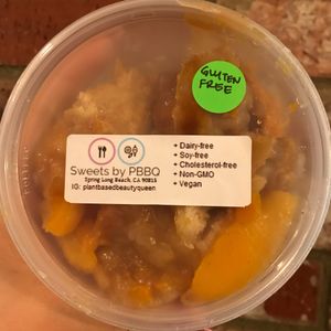 Offers vegan gluten free peach cobbler now! at PJ's Grill in Carson