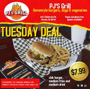 Vegetarian sandwich special!  Not Vegan at PJ's Grill in Carson