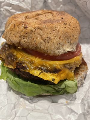 Plant burger at Organika Kitchen in Southport