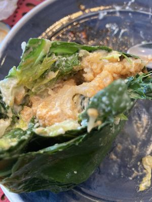 Buffalo cauliflower collard wrap  at Organika Kitchen in Southport