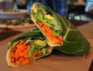 Collard green clean wrap at Organika Kitchen in Southport