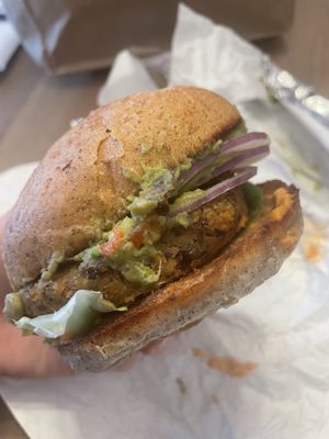 Kalifornia burger  at Organika Kitchen in Southport