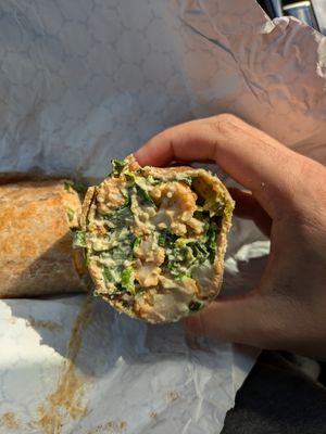 Buffalo cauliflower wrap at Organika Kitchen in Southport