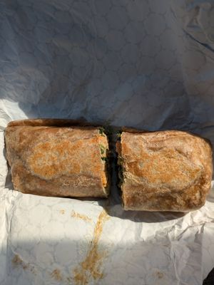 Buffalo cauliflower wrap at Organika Kitchen in Southport