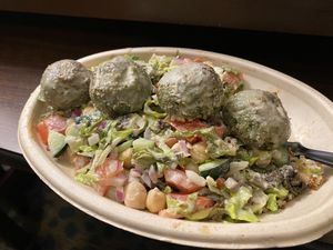 Mediterranean bowl with falafel and quinoa  at Organika Kitchen in Southport