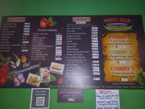 Vegan corner on the menu  at Yardie Spice in Homestead