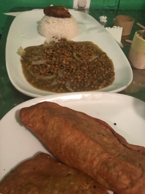 Empanadas and curry lentil. at Yardie Spice in Homestead