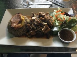 Jerked Tofu from the “Vegan Corner" at Yardie Spice in Homestead
