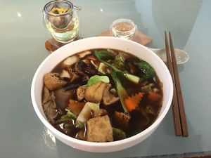 kuey teow noodle soup at Mori Tea House and Residence in Malacca