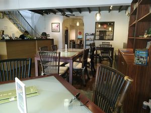 Inside seating at Mori Tea House and Residence in Malacca