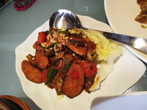 Spicy sambal veg fish (highly recommend) at Mori Tea House and Residence in Malacca