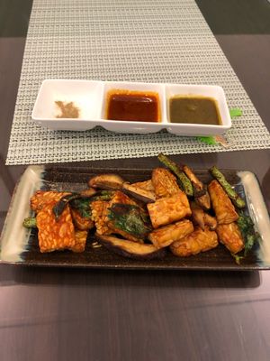 Tempeh with three different sauces at Vita Bella - Lu Miao in Taipei