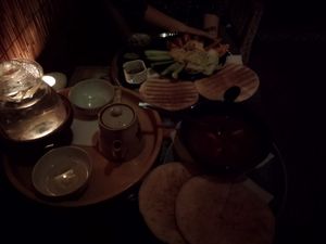 Hummus + tea at Dobra Cajovna in Karlovy Vary