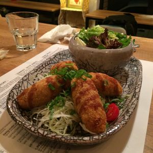 Croquettes w/ salads at Marukoshi in Belgrade