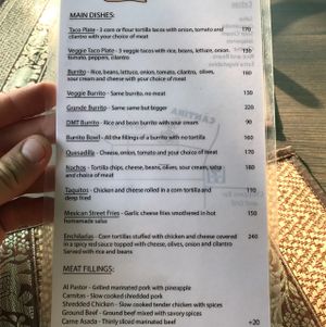 menu at Cantina de Koh Tao in Koh Tao