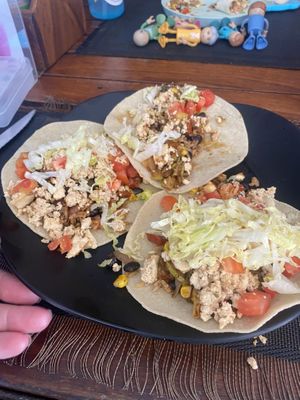 Veggie tacos with added tofu  at Cantina de Koh Tao in Koh Tao