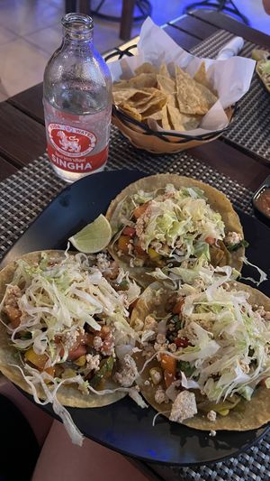 veggie tacos (specify vegan, +added tofu 20 Baht)  at Cantina de Koh Tao in Koh Tao
