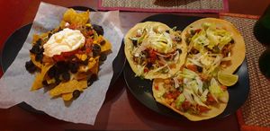 Veggie taco's and nacho's at Cantina de Koh Tao in Koh Tao