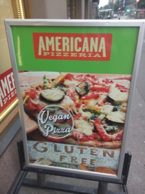 Mentioning of gluten free options. at Americana Pizzeria in Helsinki