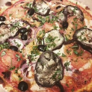 great vegan pizzas. at Americana Pizzeria in Helsinki