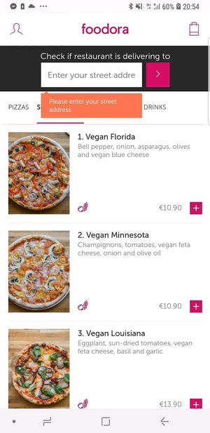 Vegan options 1/2 at Americana Pizzeria in Helsinki