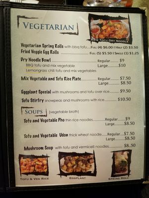 Vegetarian meñu at Noodle Bar in Marina