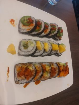 Fire roll, lotus roll, and sweet potato roll at Sushi 101 Bar & Grill in Tempe