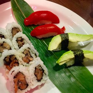 Vegan roll, vegan tuna nigiri, avocado nigiri at Sushi 101 Bar & Grill in Tempe