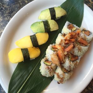 avocado and mango nigiri and a sweet potato roll at Sushi 101 Bar & Grill in Tempe
