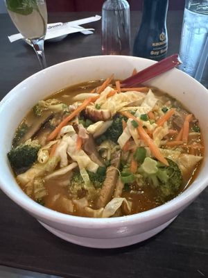 Vegan ramen! Tiny bit spicy and a lot a bit delicious. Big portion!  at Sushi 101 Bar & Grill in Tempe