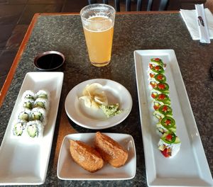 Avocado roll, garden fire roll and tofu inari at Sushi 101 Bar & Grill in Tempe