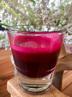 Beet Juice at Organic Buzz Cafe & Juice Bar in Norfolk