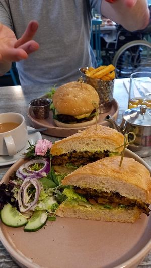 Curry fritter sarnie at Ransoms Tearooms and Restaurant in Jersey