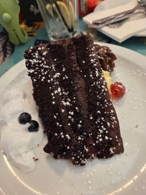 Vegan chocolate cake at Ransoms Tearooms and Restaurant in Jersey