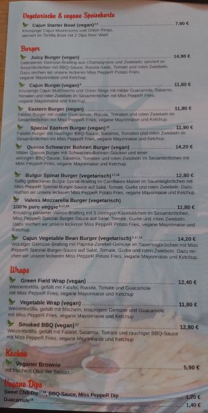 Veg(etari)an section of the menu at Miss PeppeR in Luetzen