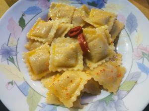 Chick peas ravioli at In Pasta in Lucca