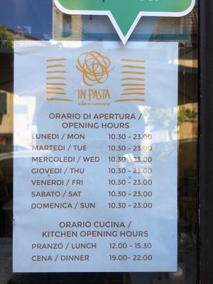 As of June 18, 2019 at In Pasta in Lucca