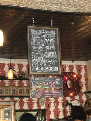 Menu at the shop. at Dun-Well Doughnuts in New York City