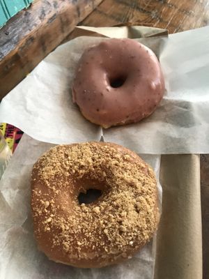 French toast and blueberry doughnuts  at Dun-Well Doughnuts in New York City