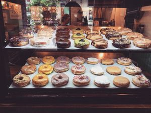 Doughnut selection  at Dun-Well Doughnuts in New York City
