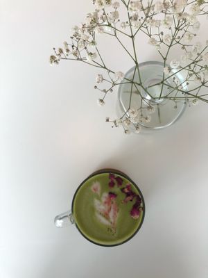 Matcha latte  at Blanche Bakery in Cardiff