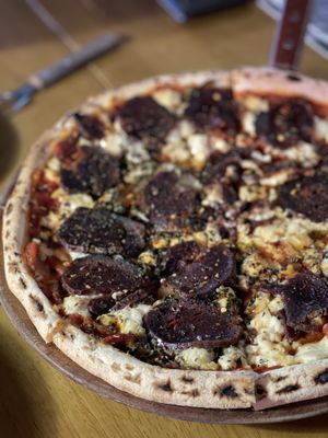 Vegan pepperoni pizza  at Slunch Factory - 슬런치 팩토리 in Seoul