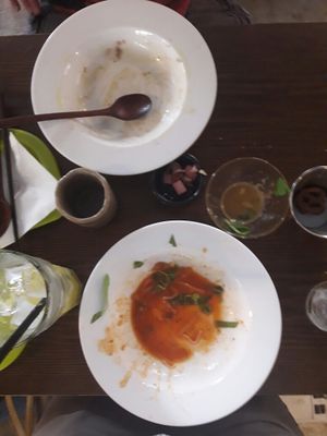 what was left of the mushroom rice pasta and risotto.  at Slunch Factory - 슬런치 팩토리 in Seoul