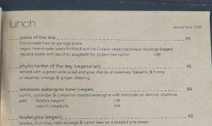 Menu at The Courtyard Cafe in Kalk Bay